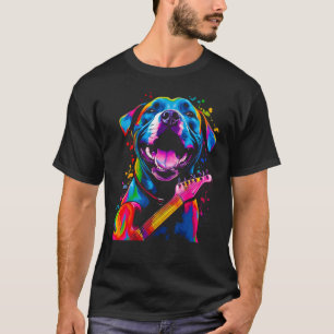 Camiseta Música de Guitarra de Cão Pitbull