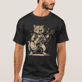 Camiseta Música de Guitarra de Gato Amante Design de Animal