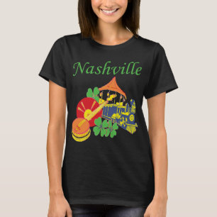 Camiseta Música de Guitarra de Nashville Viagem Retro