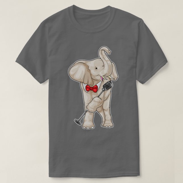 Camiseta Música de microfone de cantor elefante (Frente do Design)