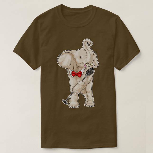 Camiseta Música de microfone de cantor elefante (Frente do Design)