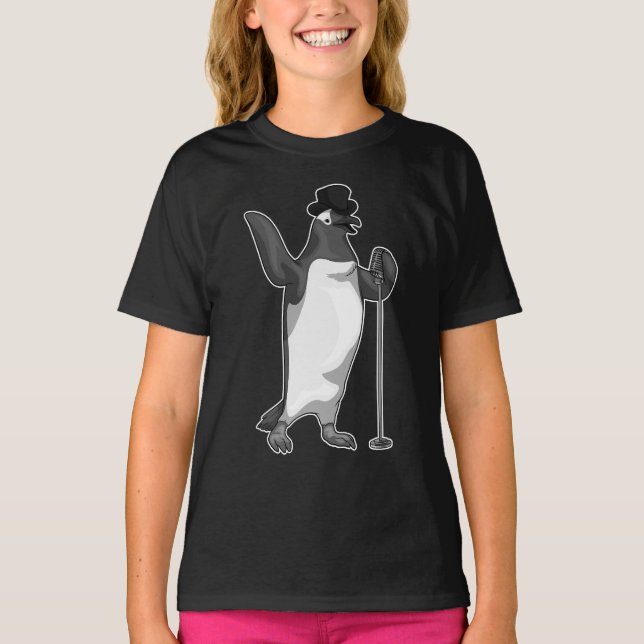 Camiseta Música de microfone de Penguin Singer (Frente)