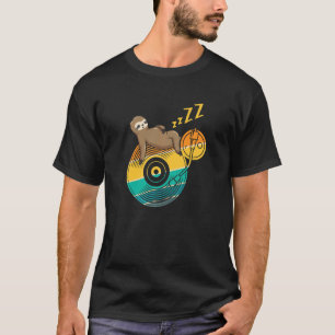 Camiseta Música de Preguiça Fofo Dormindo Vinil LP Músico M