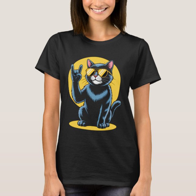 Camiseta Música de Rock de Gato (Frente)