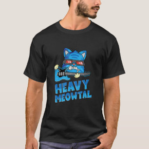 Camiseta Música de Rock Metal de Guitarra Meowtal Pesado I