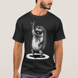 Camiseta Música de Rockouriço Retrô Homens Mulheres Engraça
