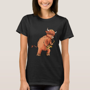 Camiseta Música de Saxofone da Vaca das Terras Altas
