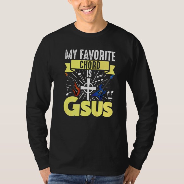 Camiseta Música de Violão Meu Cordão Favorito É Gsus Jesus  (Frente)