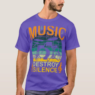 Camiseta Música Destrui Presente De Silêncio Para Drummers