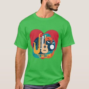 Camiseta Música Dinâmica Coração Instrumento Vibrante