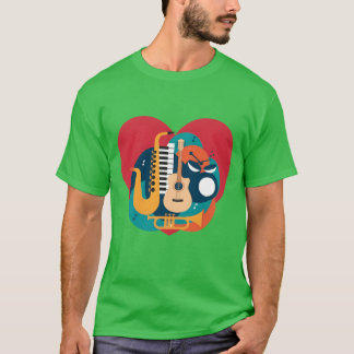 Camiseta Música Dinâmica Coração Instrumento Vibrante