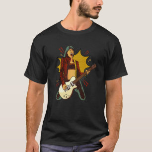 Camiseta Música do Festival Rock Chick Toca Guitarra Femini