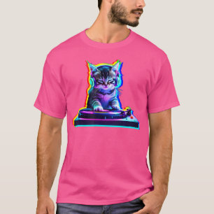 Camiseta Música do Gato Doméstico Dj Ilusão Óptica Edm Dj G