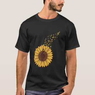 Camiseta Música do Girassol Clave de Sol Floral Amante da N