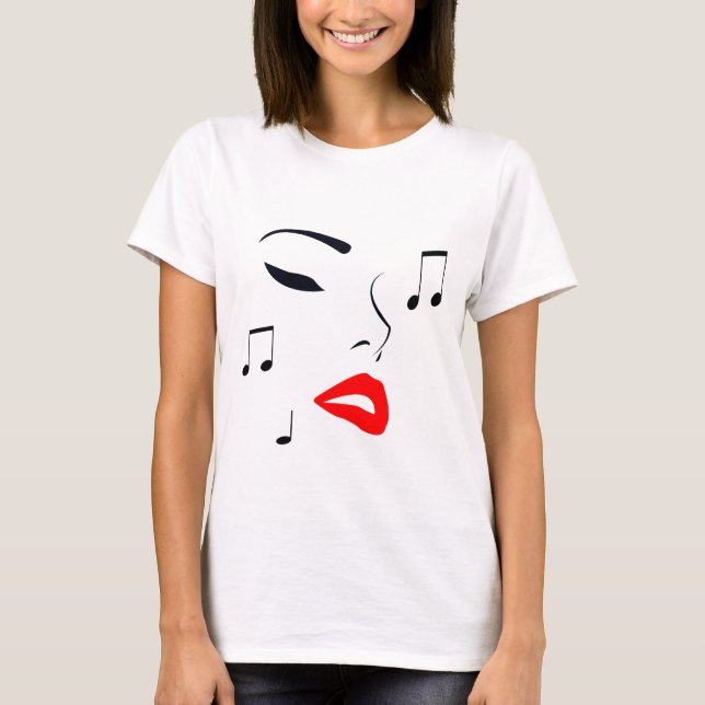 Camiseta Música do rosto feminino (Frente)
