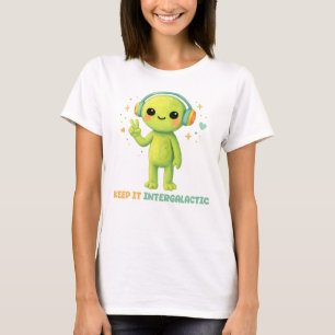 Camiseta Música do Sinal de Paz Intergaláctico Alien Fofa