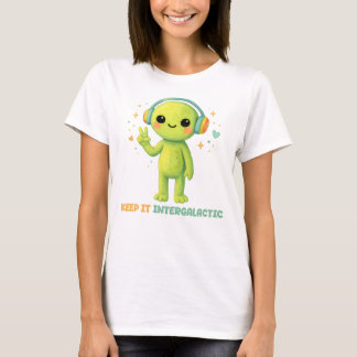 Camiseta Música do Sinal de Paz Intergaláctico Alien Fofa
