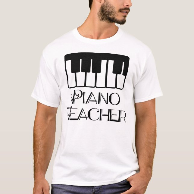 Camiseta Música do teclado do professor de piano (Frente)