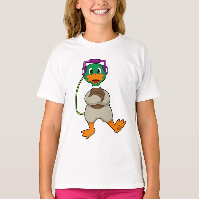 Camiseta Música dos fones de ouvido do Duck (Frente)