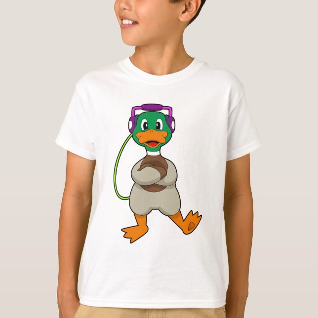 Camiseta Música dos fones de ouvido do Duck (Frente)