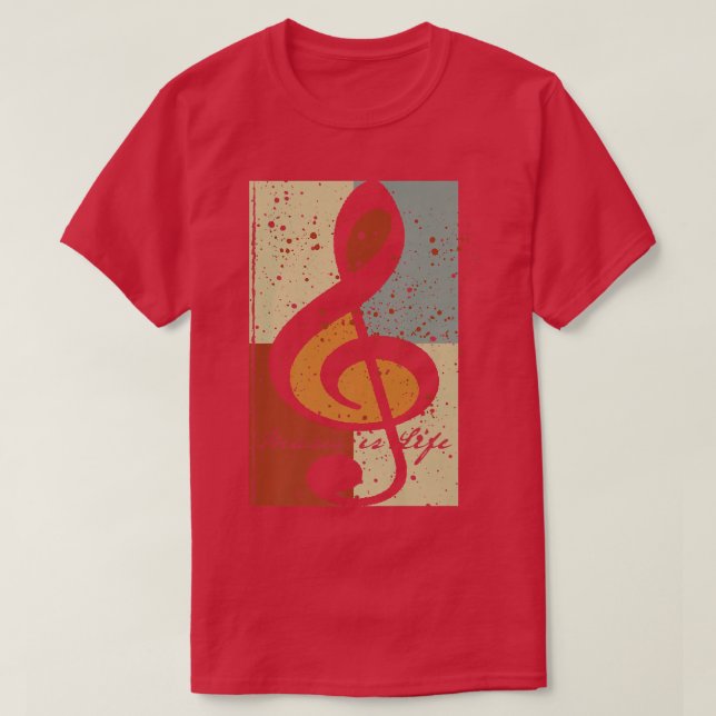 Camiseta Música É A Vida Treble Clef (Frente do Design)
