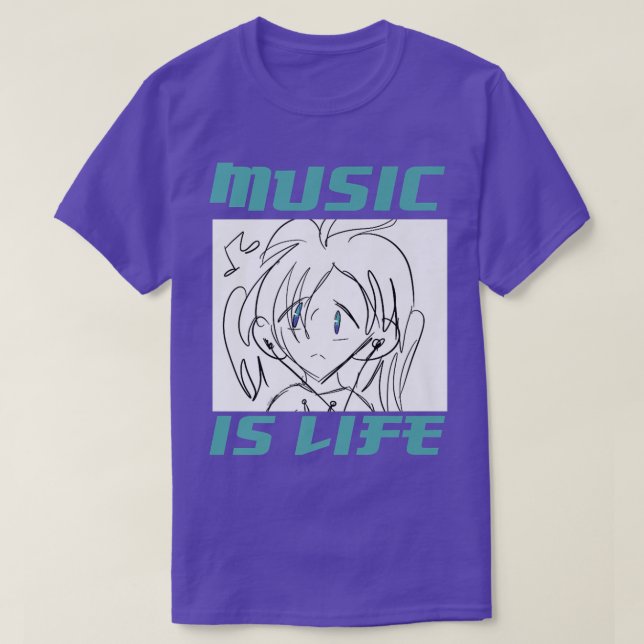 Camiseta Música é anime da vida (Frente do Design)