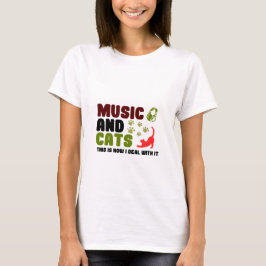 Camiseta Música E Gatos