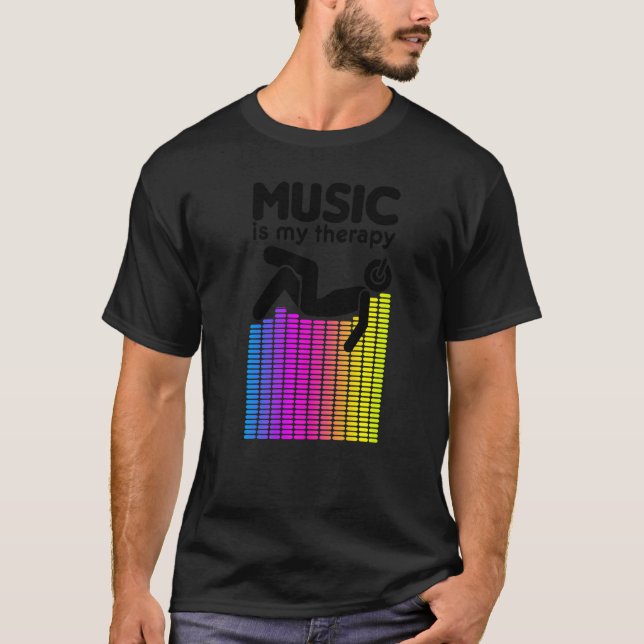 Camiseta Música É Meu Equalizador De Terapia Dj Rainbow Sou (Frente)