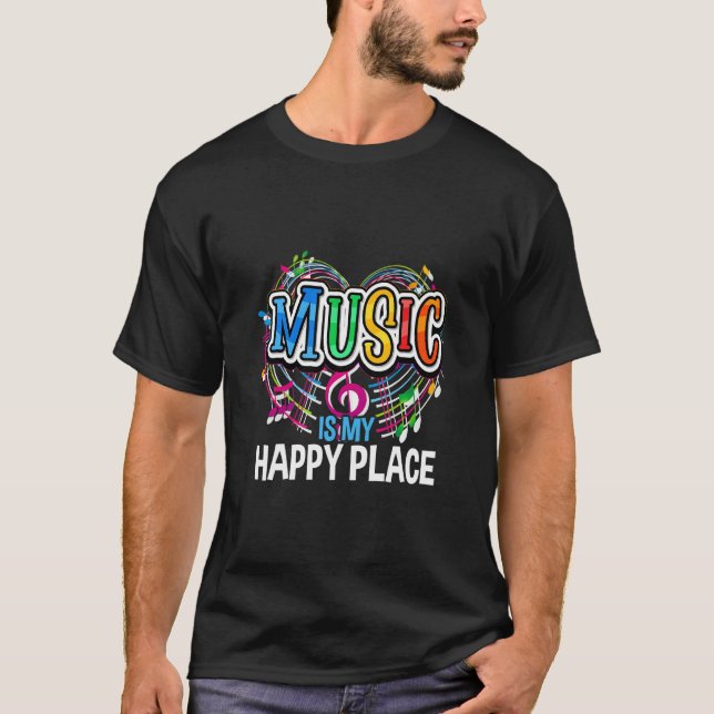 Camiseta Música é meu lugar feliz, música inspiradora (Frente)