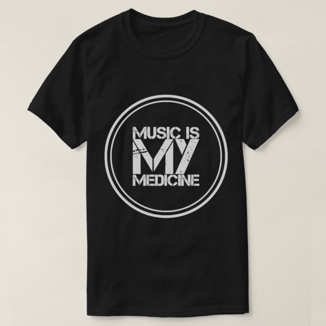 Camiseta Música é meu remédio Clássico T-Shirt (Frente do Design)