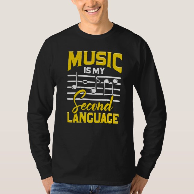 Camiseta Música É Meu Segundo Idioma Para Um Instrutor De M (Frente)