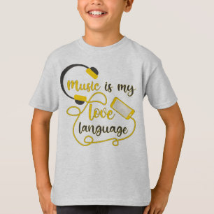 Camiseta Música é minha língua amorosa, frase romântica