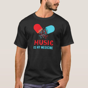 Camiseta Música É Minha Medicina Nota Musical Viciada Pílul