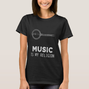 Camiseta Música É Minha Religião Banjo Hoodie Long Sleeve S