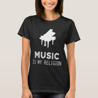 Camiseta Música É Minha Religião Piano Hoodie Long Sleeve S