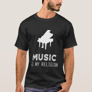 Camiseta Música É Minha Religião Piano Hoodie Long Sleeve S
