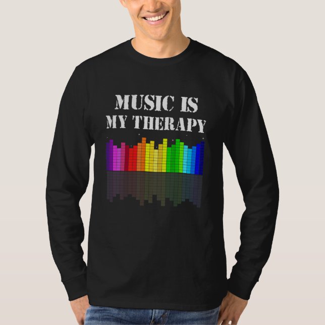 Camiseta Música É Minha Terapia Equalizador DJ Divertido Mu (Frente)