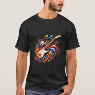 Camiseta Música é Vida Guitarra Elétrica e Notas Musicais