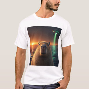 Camiseta música engraçada, capybara selfie, estranha com OV