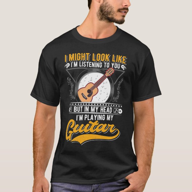 Camiseta Música Engraçada Sobre Guitarista Acústico Guitarr (Frente)