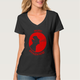 Camiseta Música Falada Aqui Vinyl Record Singer Red