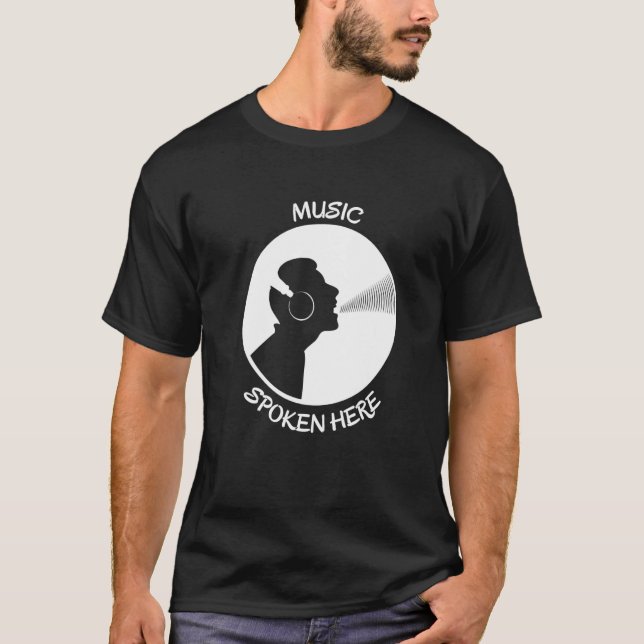 Camiseta Música Falada Aqui Vinyl Record Singer White (Frente)