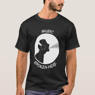 Camiseta Música Falada Aqui Vinyl Record Singer White