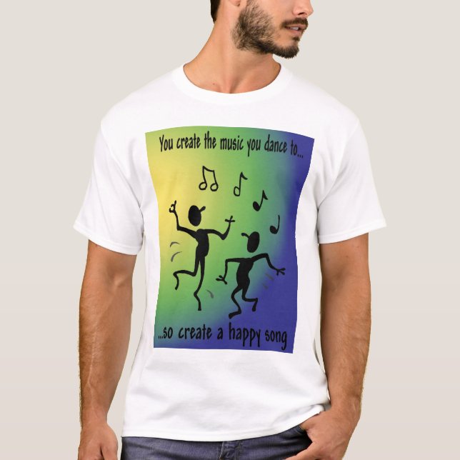 Camiseta Música feliz azul/verde (Frente)