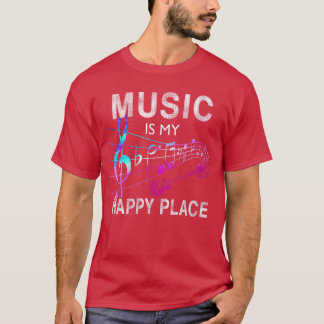 Camiseta Música Feminina É Meu Lugar Feliz Música Inspirado