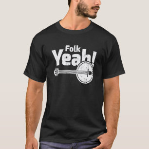 Camiseta Música Folk Yeah Retro de Banjo e Guitarra