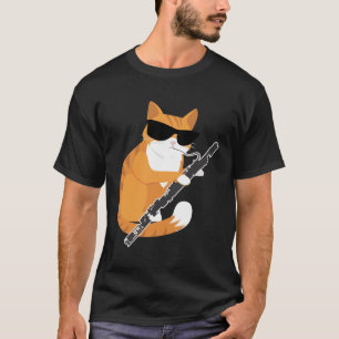 Camiseta Música Gato Sol Óculos Bassonianos Músico Bassoon