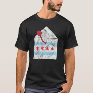 Camiseta Música House de Chicago - Dj Turntable Flag Edm