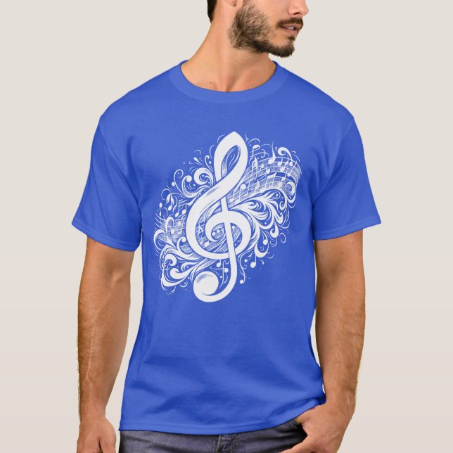 Camiseta Música Limpa Com Vintage Sheet Música engraçada (Frente)