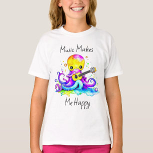 Camiseta Música Me Faz Feliz Polvo Tocando Violão